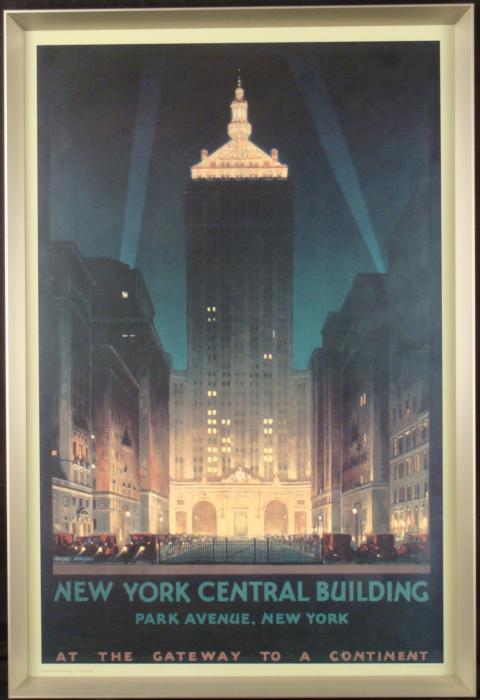 New York Central Building Art Deco Train Framed Poster