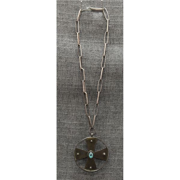 NAVAJO CHAIN AND PENDANT (SIGNED)