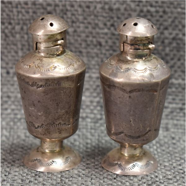 NAVAJO STERLING SILVER SALT & PEPPER SHAKERS