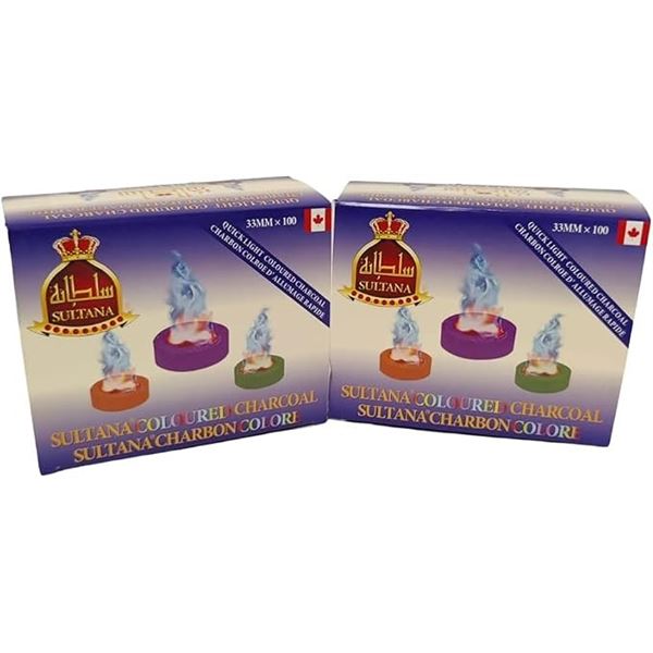 2 Boxes Sultana Colored Charcoal - 20 Rolls Each - Perfect for Incense - New Sealed