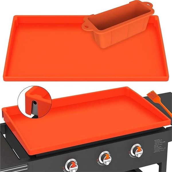 36-Inch Silicone Griddle/Blackstone Grill Cover Set with Silicone Grease Liner & Baster Brush - New!