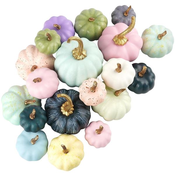 3 Boxes/57PCS Assorted Artificial Pumpkins/Autumn Decor Pumpkins (Colorful/Various Sizes) - Ne