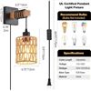 Image 2 : Set of 2 Rustic Farmhouse Design Rattan Hanging Wall Sconce Lights (Plug-In Design) - New!