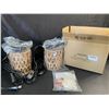 Image 6 : Set of 2 Rustic Farmhouse Design Rattan Hanging Wall Sconce Lights (Plug-In Design) - New!