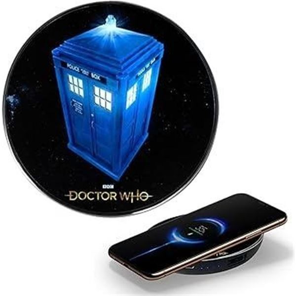 BBC Doctor Who Illuminated Qi Wireless Charger/Powerbank (5,000mAh) USB & Wireless Charging - New!