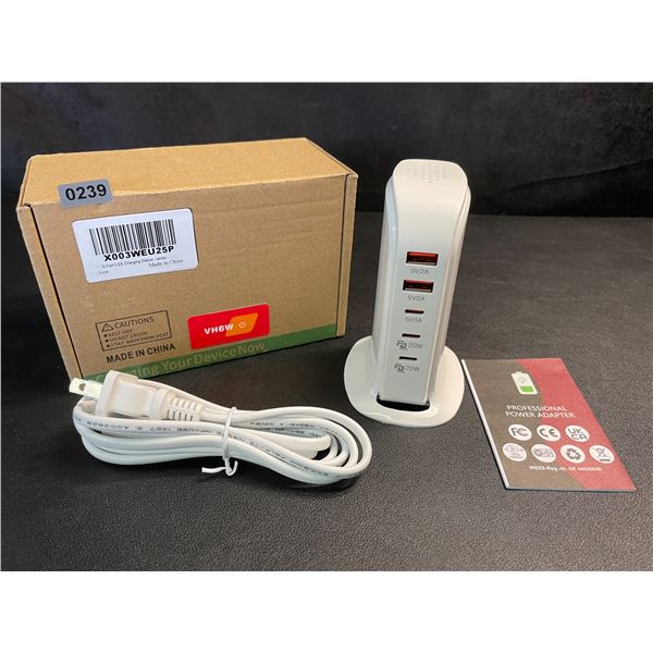 5-Port USB Charging Station/Power Tower; 3x USB-C Ports & 2x USB Ports - New