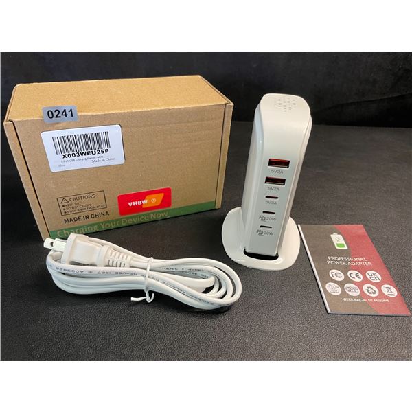 5-Port USB Charging Station/Power Tower; 3x USB-C Ports & 2x USB Ports - New