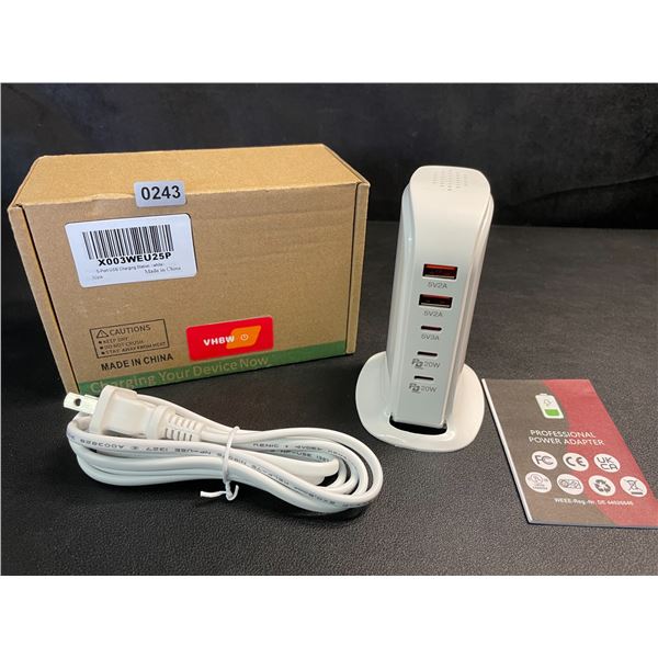 5-Port USB Charging Station/Power Tower; 3x USB-C Ports & 2x USB Ports - New