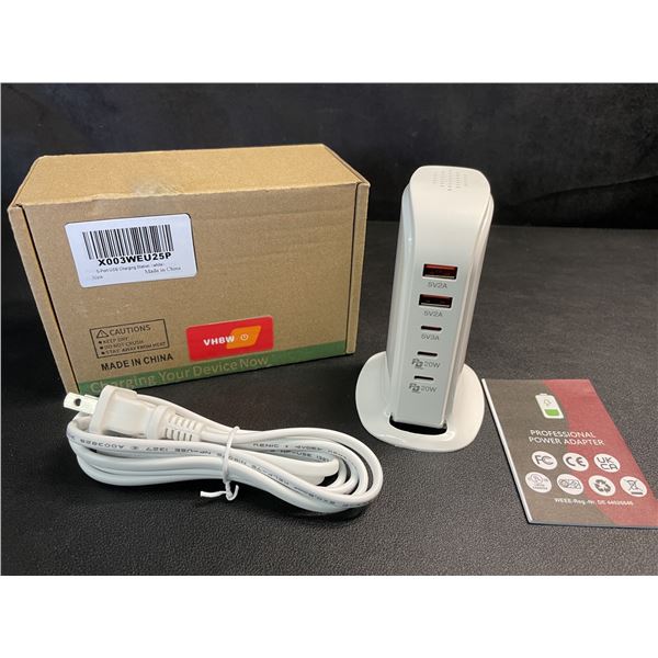 5-Port USB Charging Station/Power Tower; 3x USB-C Ports & 2x USB Ports - New