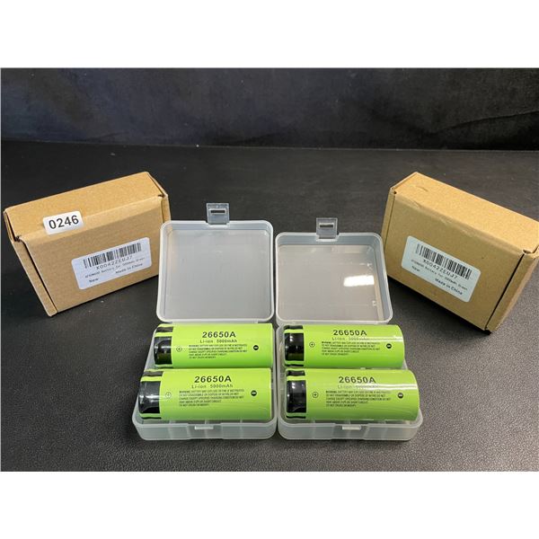 2 Boxes (4PCS Total) 26650A Lithium Ion 5000mAh Rechargeable Batteries - New