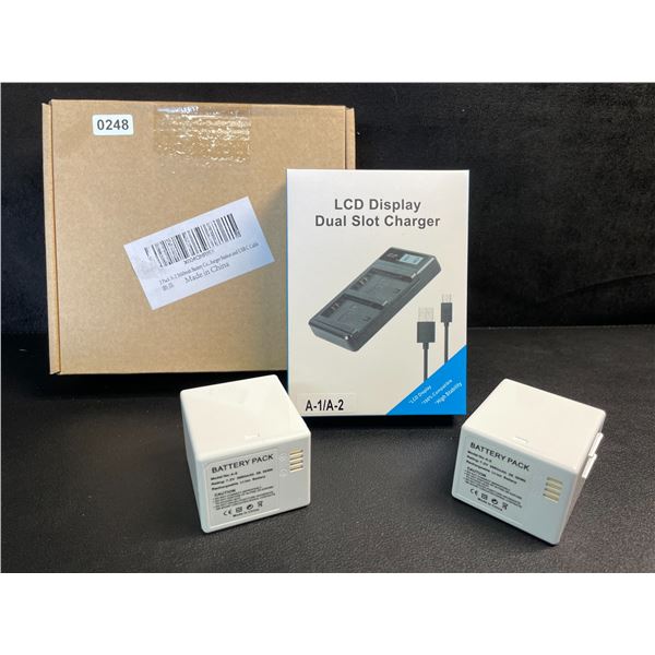 LCD Display Dual-Slot Battery Charger with 2x A-2 3660mAh Batteries - New