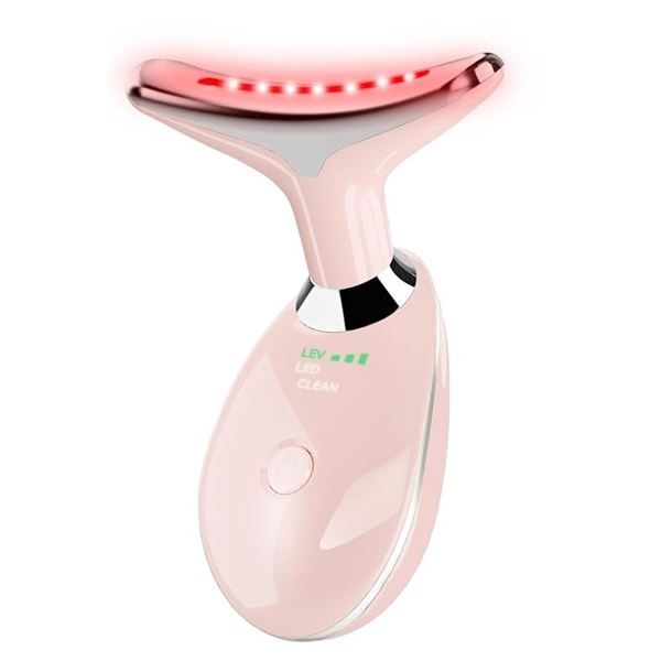 Portable Face & Neck Massager for Skin Care (Pink) Smooth Fine Lines, Lifts Skin, & Softens - New