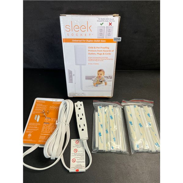 Sleek Socket Original Ultra-Thin Outlet Concealer w/ 8FT Cord & 3 Outlets; Hides Messy Cords! New