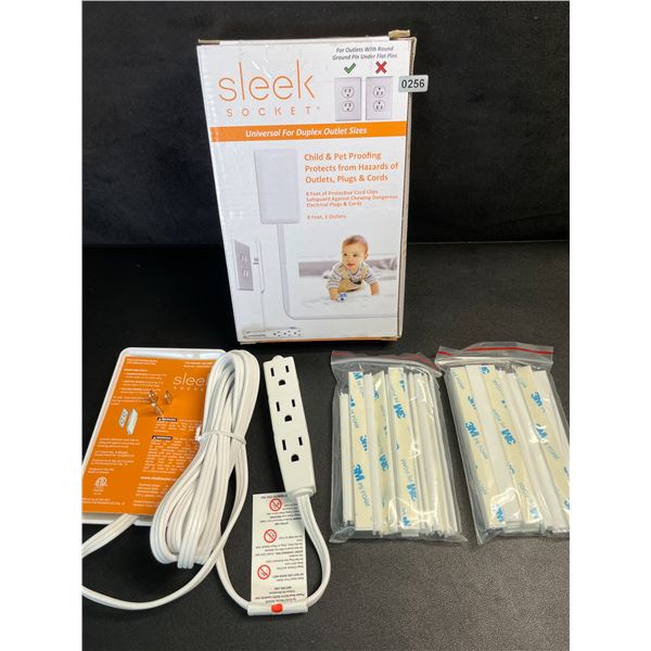Sleek Socket Original Ultra-Thin Outlet Concealer w/ 8FT Cord & 3 Outlets; Hides Messy Cords! New