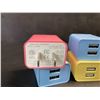 Image 2 : 6PC Colorful Dual-USB Charging Blocks/Wall Block Chargers - New