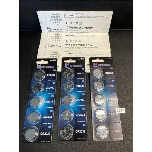 3 Packs (15 PCS/Batteries) Kitosun CR2032 Lithium Coin Cell Batteries - New