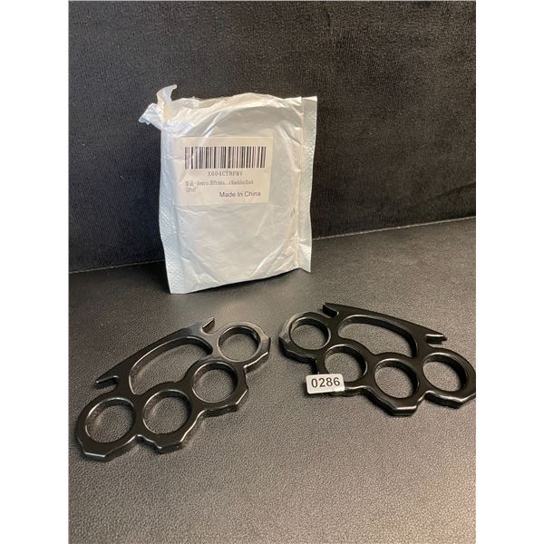 2-Pack Black Self-Defence Rings - New