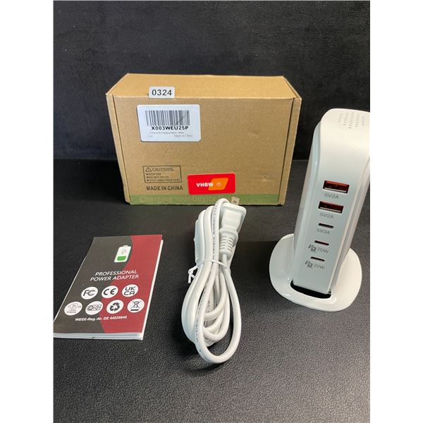 5-Port USB Charging Station/Power Tower; 3x USB-C Ports & 2x USB Ports - New