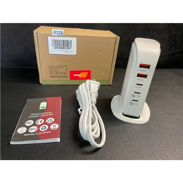 5-Port USB Charging Station/Power Tower; 3x USB-C Ports & 2x USB Ports - New