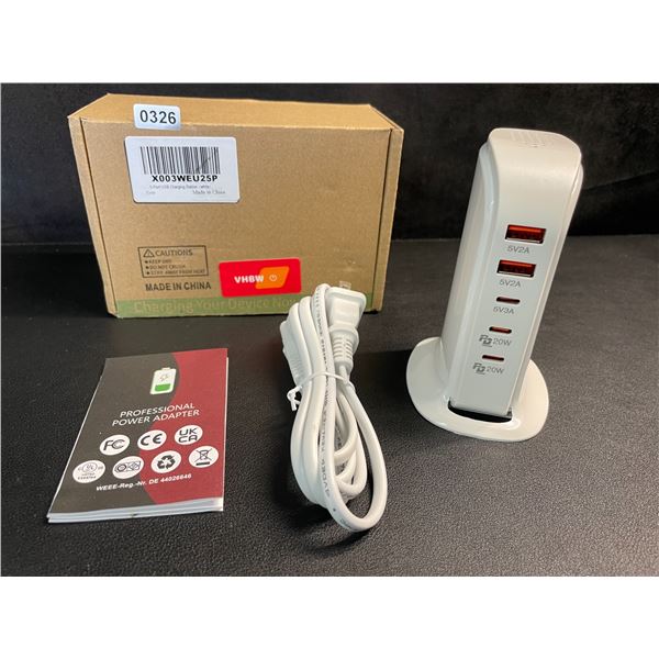 5-Port USB Charging Station/Power Tower; 3x USB-C Ports & 2x USB Ports - New
