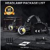 Image 6 : LED Rechargeable Headlamp; Super Bright/High Lumens, Zoomable, IPX7 Waterproof; 12 Modes - NEW