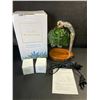 Image 5 : Electric Candle Warmer Lamp w/ Glass Shade & Walnut Wood Base, 2x Bulbs Included, Adjustable Height