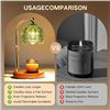 Image 9 : Electric Candle Warmer Lamp w/ Glass Shade & Walnut Wood Base, 2x Bulbs Included, Adjustable Height