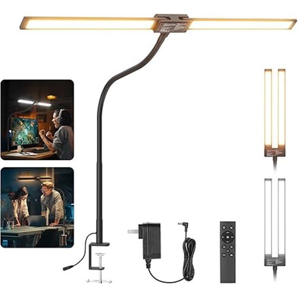 Neewer N21 32" Dual Light Bar/Double Head Architect LED Desk Lamp with Remote Control & Clamp - NEW