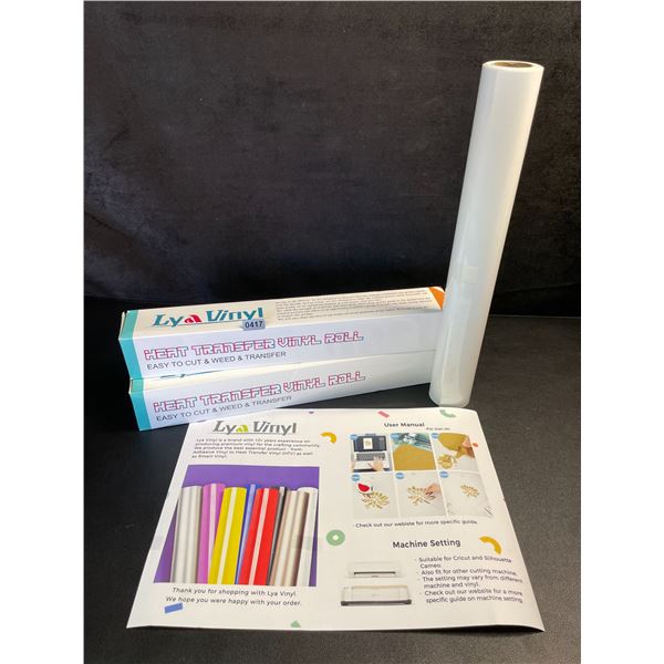 Lot of 2 Rolls, 20FT (White) Heat Transfer Vinyl; Iron-On HTV for Cricut/Heat Press Crafts - New!