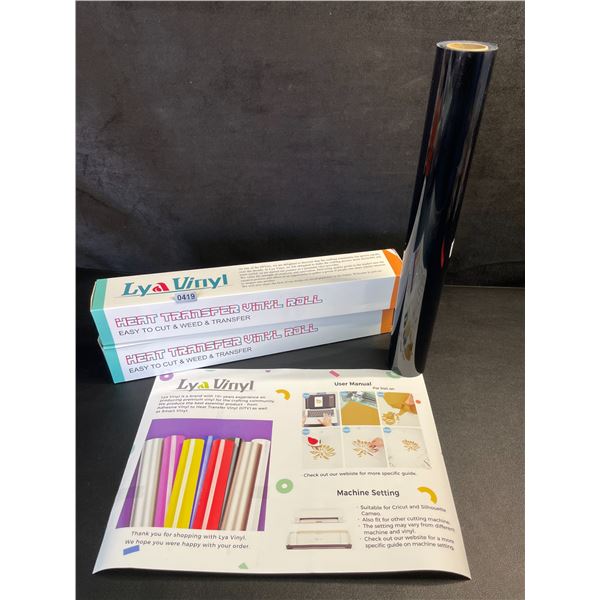 Lot of 2 Rolls, 20FT (Black) Heat Transfer Vinyl; Iron-On HTV for Cricut/Heat Press Crafts - New!