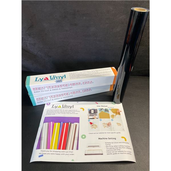Lot of 2 Rolls, 20FT (Black) Heat Transfer Vinyl; Iron-On HTV for Cricut/Heat Press Crafts - New!