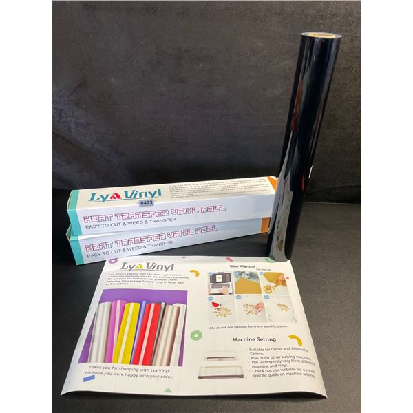 Lot of 2 Rolls, 20FT (Black) Heat Transfer Vinyl; Iron-On HTV for Cricut/Heat Press Crafts - New!