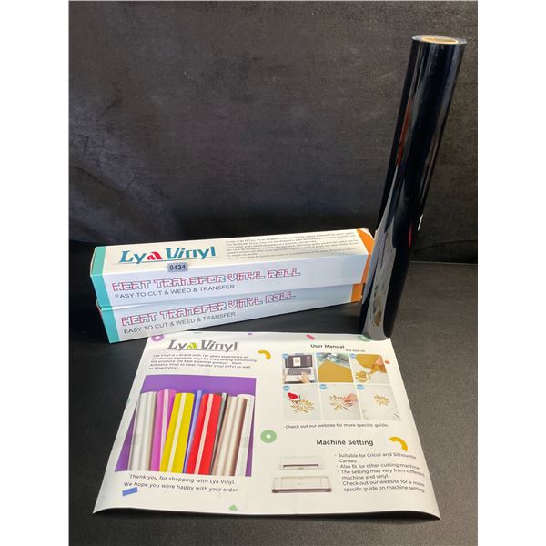 Lot of 2 Rolls, 20FT (Black) Heat Transfer Vinyl; Iron-On HTV for Cricut/Heat Press Crafts - New!