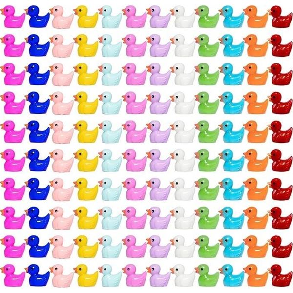 2 Packs (120Pcs Each) Mini Colorful Resin Ducks - Tiny Resin Ducks/Miniature Figures - New