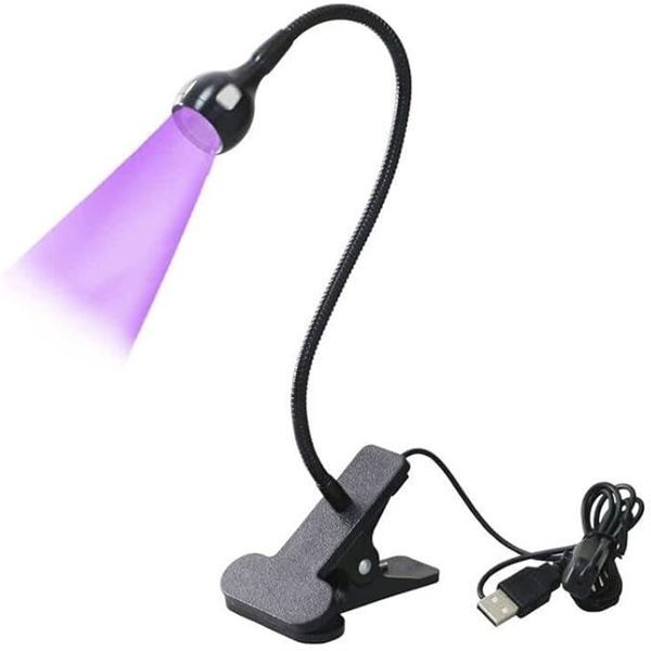 Powerful UV Black Light; 3W Gooseneck Design with Clamp; 395NM LED Black Light - New!