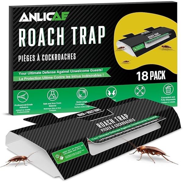 18-Pack Sticky Pest Traps for Indoors - For Roaches, Ants, Spiders, & Other Crawling Insects - New