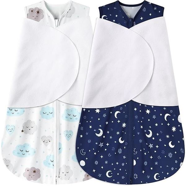 2-Pack Newborn Sleep Sacks/Wearable Baby Swaddles (0-3 Months) 3-Way Adjustable Design - New!