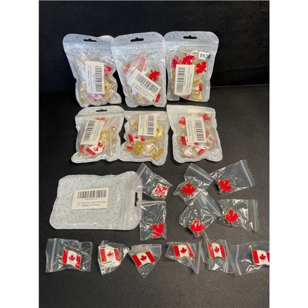 7 Packs (12pcs Each) Metal Canadian Flag Lapel Pins/Maple Leaf Enamel Pins for Canada Day - New