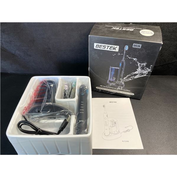Bestek Sonic Electric Toothbrush Kit with UV Sanitizer/Base - 5 Brushing Modes, Rechargeable - New