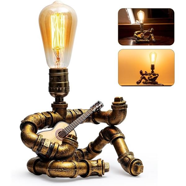 Steampunk Style Metal Tube Robot Guitar Lamp (10.6") Great for Music/Guitar Lovers! - Brand New!