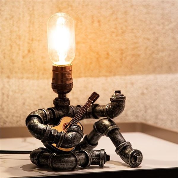 Steampunk Style Metal Tube Robot Guitar Lamp (10.6") Great for Music/Guitar Lovers! - Brand New!