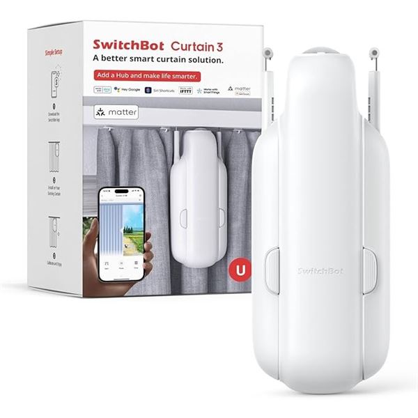 Switchbot Curtain 3 Smart Automatic Curtain Opener - Blutooth Remote Control w/ App/Timer - NEW
