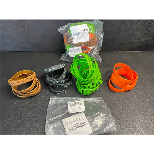 2 Packs (24PCs Each) Minecraft Silicone Bracelets - 48 Bracelets Total - New