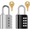 Image 1 : 2-Pack Combination Padlocks with Keys; 4-Digit, Waterproof Locks (Black & Silver) - New
