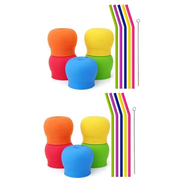 10-Pack Silicone Sippy Cup Lids for Toddlers; Reusable, Spill-Proof; Stretches to Fit Onto Cups! New