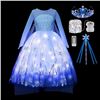 Image 1 : Light-Up Princess Elsa Costume for Girls with Dress & Accessories; Built-In LED Lights - New!