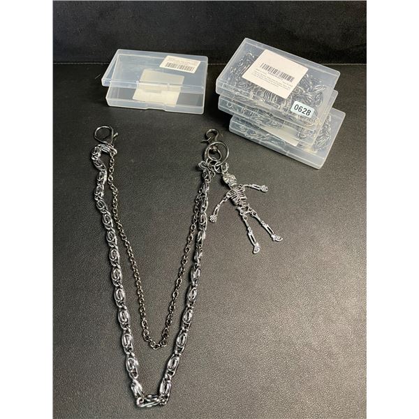 Lot of 4 Skeleton Hanging Wallet Chains for Jeans/Pants - Punk/Hip Hop Jean Chains - New