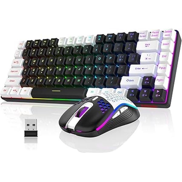 RedThunder K84 Wireless Keyboard & Mouse Combo; RGB Backlit, Rechargeable, 84-Keys - New