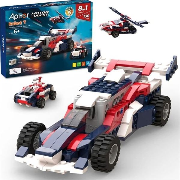 Apitor Motor Quest 136pcs Robot T Motorized Vehicle Robot Kit; Smart STEM Building Kit - New Sealed!