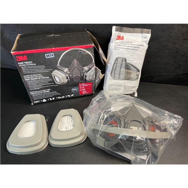 3M Paint Project Reusable Respirator with Filters (Size L/G) For Professional Paint Spraying - New